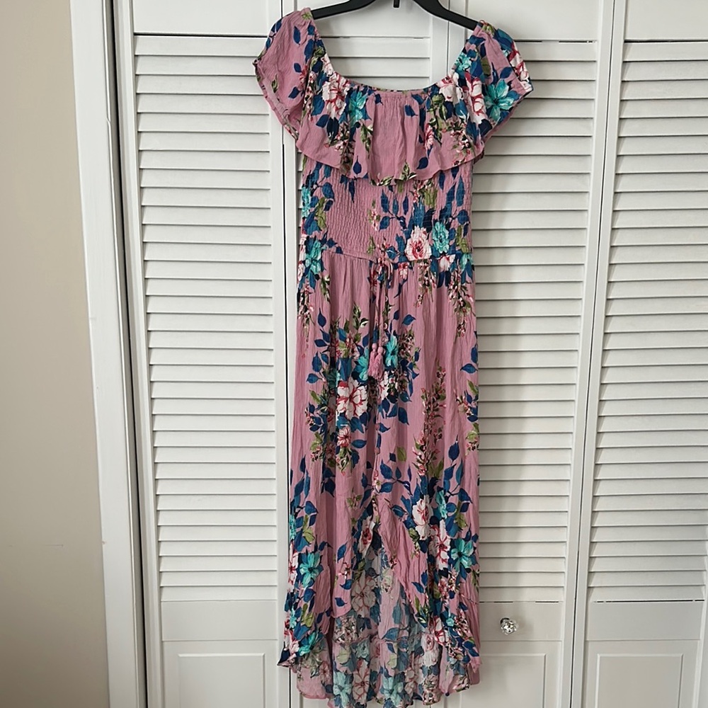 Floral Off-Shoulder high low Dress